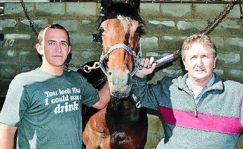 Nick and Garry Schwenke with horse Goody Four Shoes who finished third after winning last week at Stanthorpe. Nick and Garry Schwenke with horse Goody Four Shoes who finished third after winning last week at Stanthorpe.